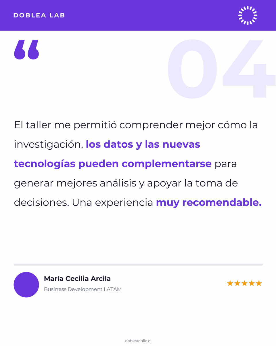 Testimonio 4 de María Cecilia Arcila sobre investigación, datos y tecnologías aplicadas a la toma de decisiones.